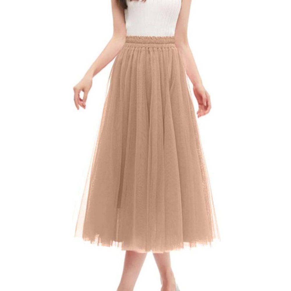 WOMEN'S Tulle Layered Skirts Champagne - Picture 3 of 4
